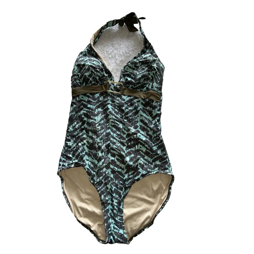 Women’s One Piece Bathing Suit Sz M Sands Point halter tie swim wear